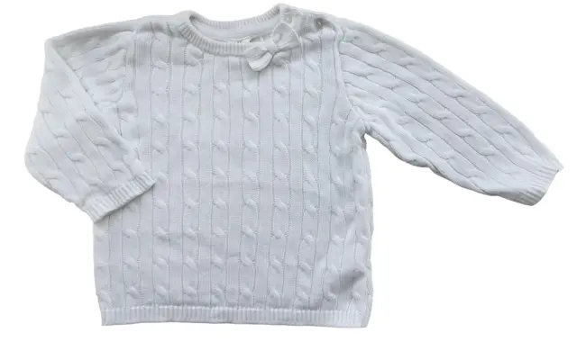 H&M hvid blød langærmet striktrøje str. 80