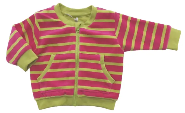 Ny Name it pinkgul-grøn stribet velour cardigan