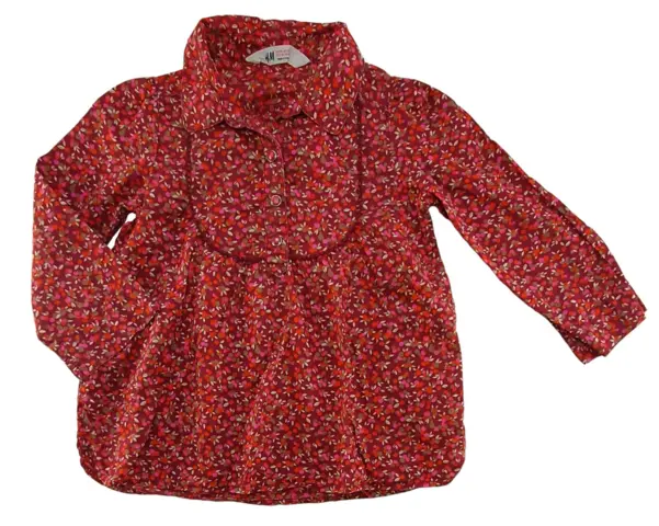 H&M vinrød småblomstret skjortekjole str. 98