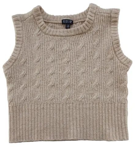 Kids up beige strikket vest str. 116-122