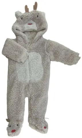 Primark baby beige tyk teddy køredragt str. 74