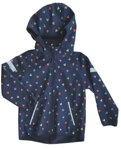 H&M mørkeblå softshell med hjerter str. 116