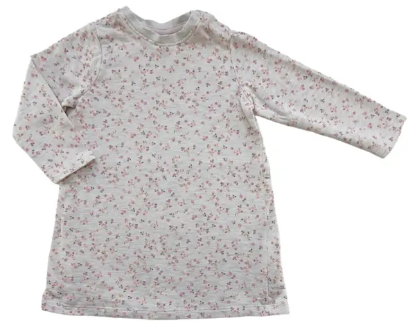 H&M lysegrå småblomstret sweat-kjole str. 86