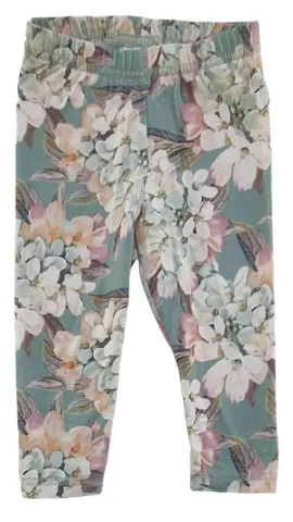 Müsli grågrøn blomstret leggings str. 62