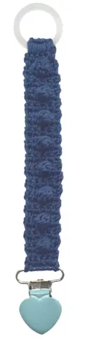 Mørkeblå med klar ring og med lyseblå hjerteclips.