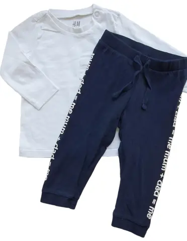 Name it og H&M mørkeblå og hvidt sæt str. 74.