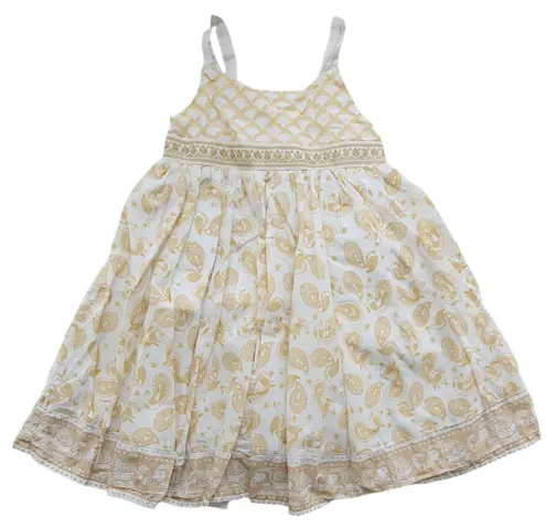 H&M råhvid gulmønstret sommerkjole str. 92