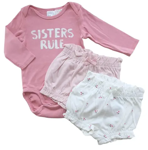 H&M rosa body med to par bloomers str. 62