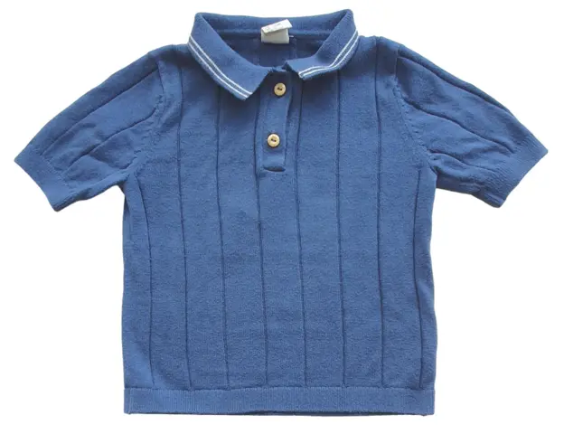 H&M blå kortærmet finstrikket bluse str. 86