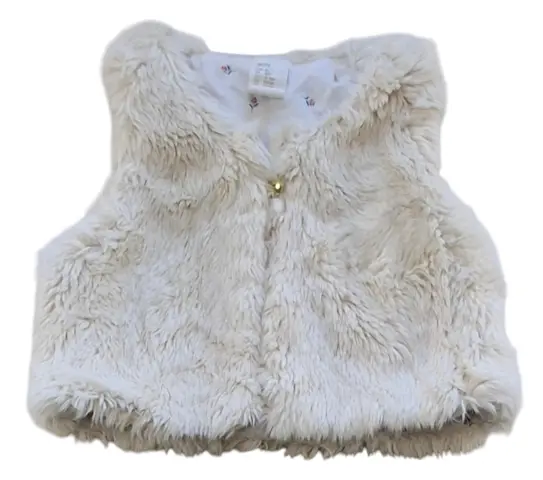 H&M råhvid pelset vest str. 86