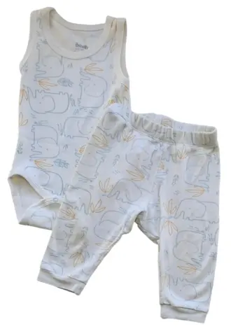 Bebetto råhvidt babysæt str. 68