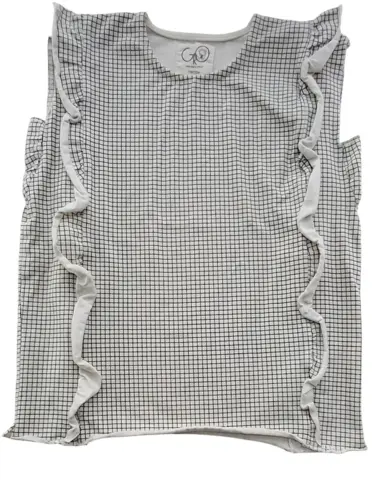 Gro beige ternet ærmeløs top str. 116-122