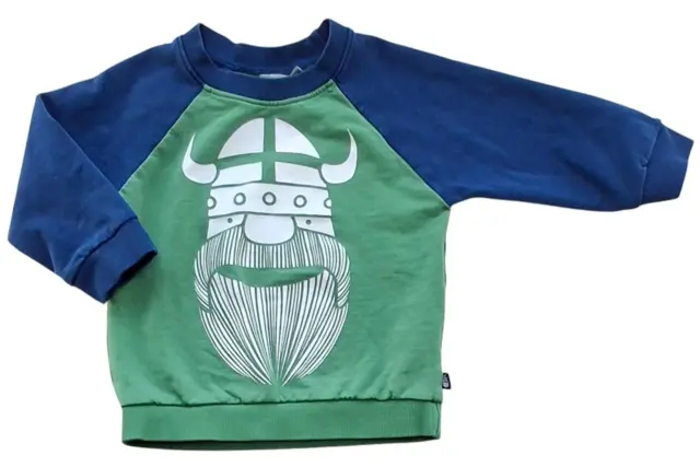 Danefæ blå og grøn sweatshirt str. 2