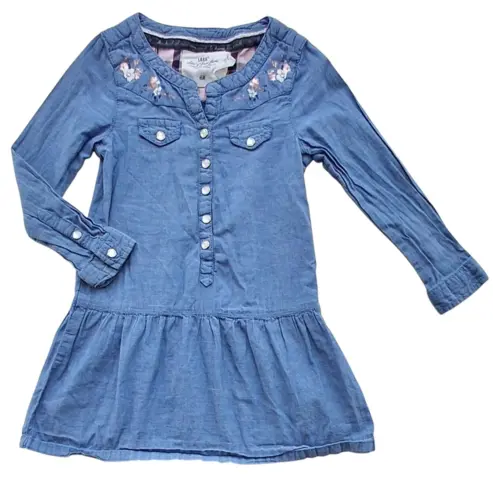 H&M blå tynd langærmet denimkjole str. 98
