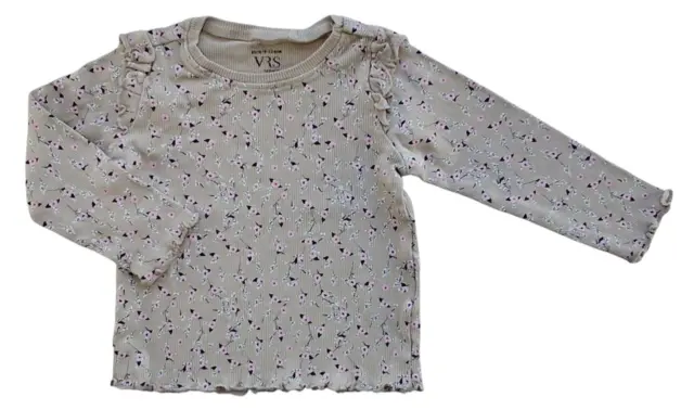 VRS beige langærmet blomstret bluse