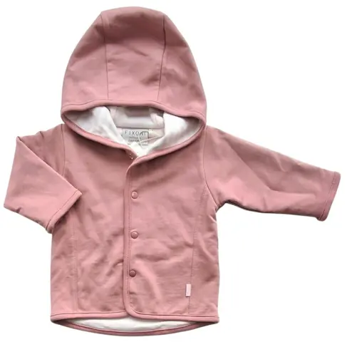 Ny Fixoni rosa vendbar cardigan med hætte