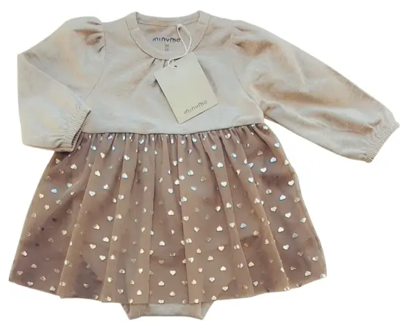 Ny Minymo beige langærmet bodykjole str. 62