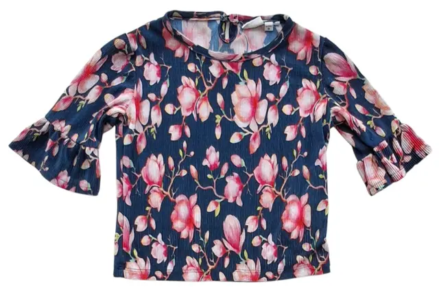 Name it mørkeblå blomstret tynd bluse str. 86