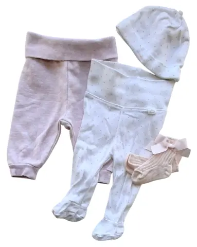 H&M hvid og rosa babysæt str. 50-56