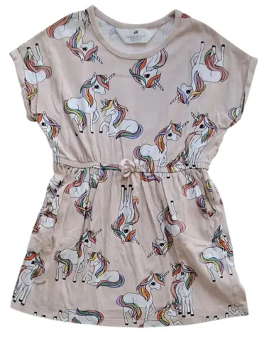 H&M rosa kortærmet sommerkjole str. 98-104