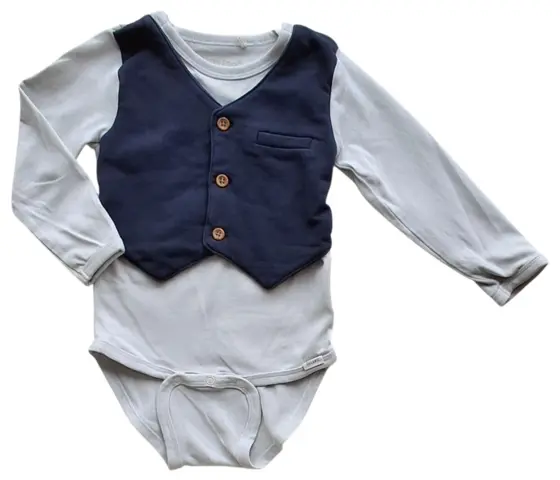 Minymo lysegrå langærmet body-vest str. 68