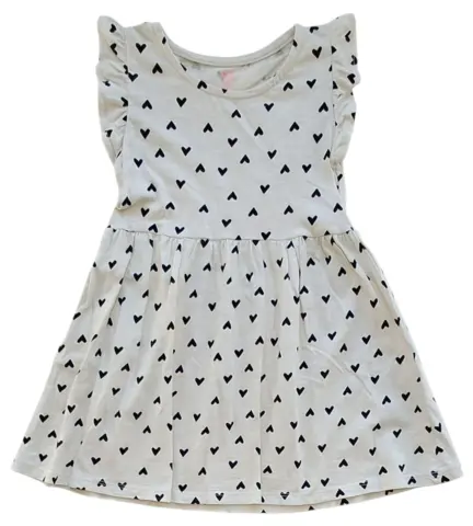 H&M lys beige sommerkjole med hjerter str. 98-104