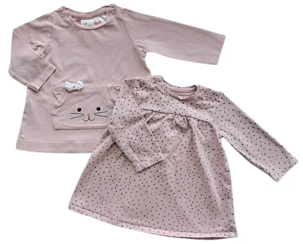 H&M to rosa langærmede kjole str. 62