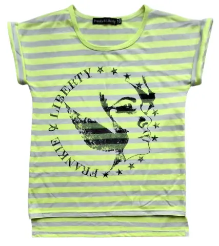 Frankie & Liberty gul og lysegrå stribet sweat bluse str. 10