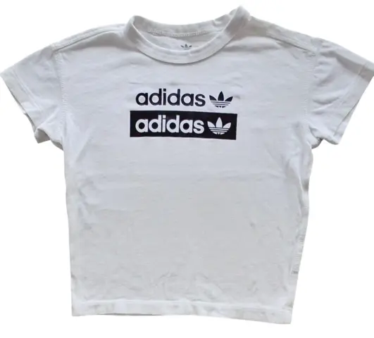 Adidas hvid kortærmet T-shirt str. 4