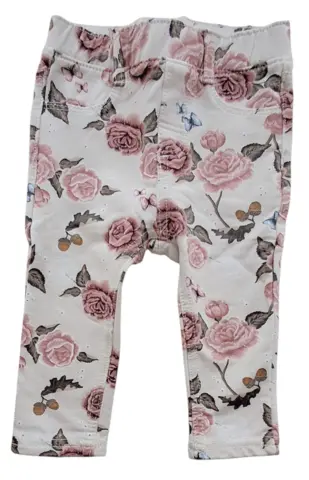 H&M beige blomstrede bukser str. 68