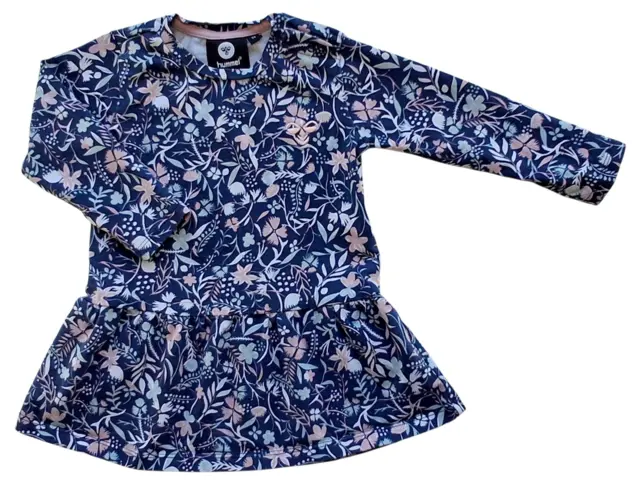 Hummel mørkeblå blomstret langærmet kjole str. 74