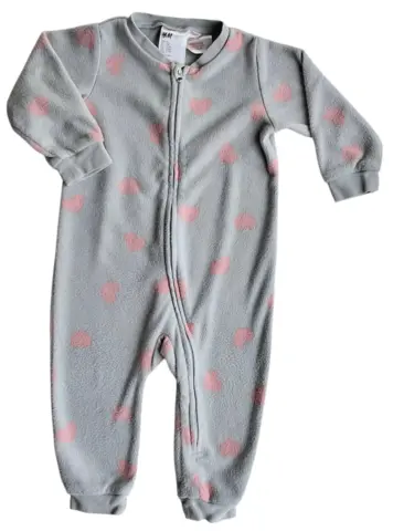 H&M lysegrå langærmet fleece heldragt str. 80