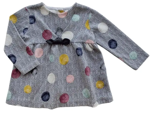 Zara baby grå og hvidmønstret langærmet kjole str. 68