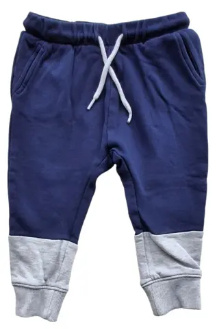 H&M mørkeblå og lysegrå sweat bukser str. 86