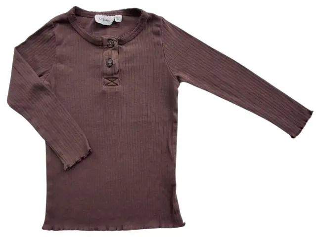 Lil' Atelier brun langærmet rib bluse str. 92