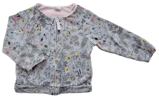 H&M lysegrå langærmet sweat cardigan str. 86