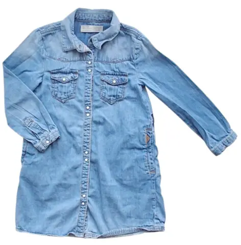 Zara lyseblå tynd denim kjole str. 110