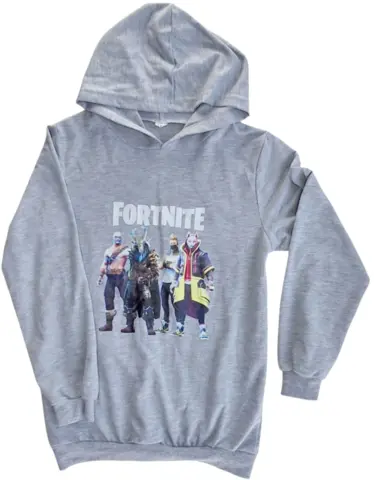 Lysegrå tynd langærmet Fortnite hoodie