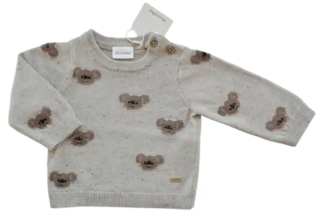 Ny Minymo beige finstrikket langærmet trøje str. 62
