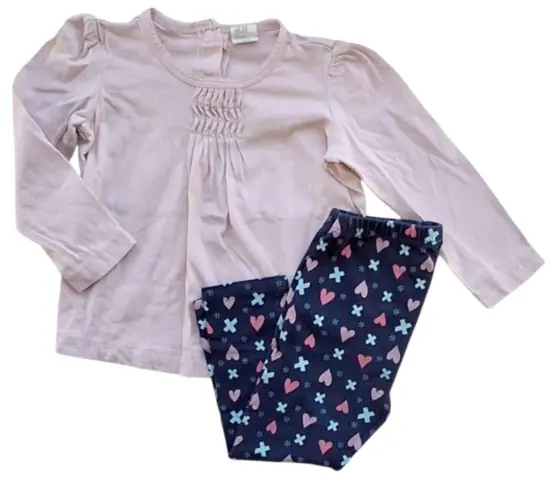 H&M rosa langærmet bluse og C&A leggings str. 86