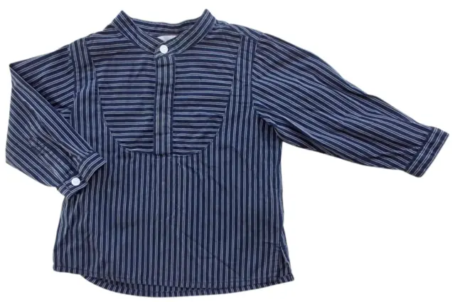 H&M mørkeblå langærmet stribet skjorte str. 80
