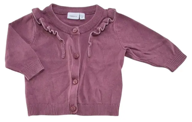 Name it rødlilla finstrikket cardigan str. 62