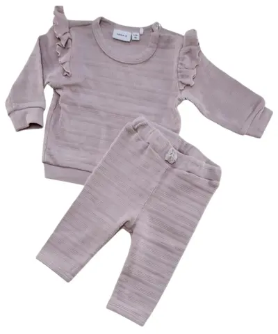 Name it rosa sweatshirt og bukser sæt str. 56