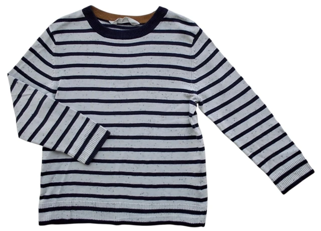 H&M mørkeblå og lysegrå stribet trøje str. 110-116