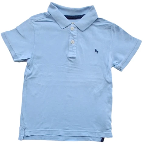 H&M lyseblå kortærmet polo bluse str. 110-116