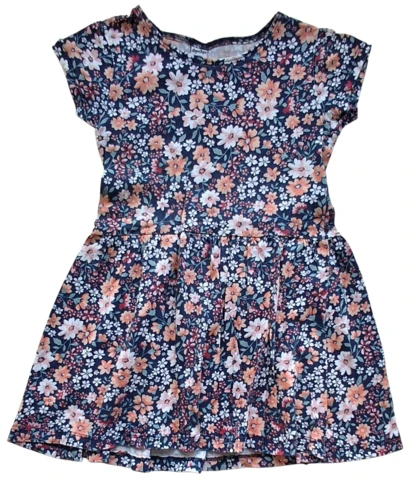 Dopodopo mørkeblå blomstret sommerkjole str. 104