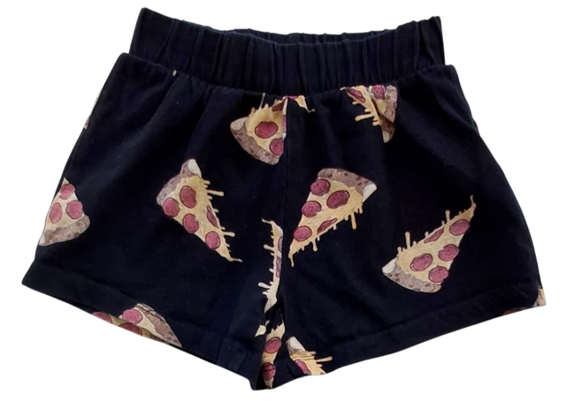 VRS sorte bløde shorts med tryk af pizza str. 98-104