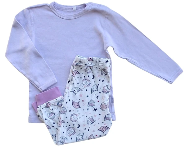 Joha lyslilla bluse og Lupilu hvide natbukser str. 86-92