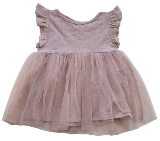 H&M rosa kortærmet tyl kjole str. 68