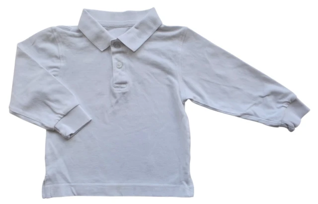 Hvid langærmet polo bluse str. 92-98